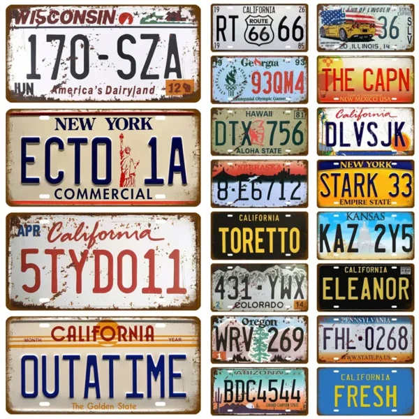 Vintage USA Art American Car License Plate Metal Sign Vintage Plaque Tin Sign Wall Decor For Bar Pub Plate Craft Number Poster
