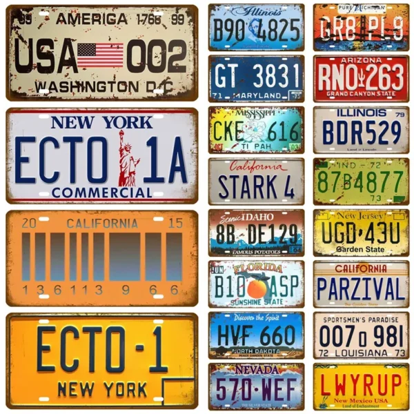 Vintage USA Art American Car License Plate Metal Sign Vintage Plaque Tin Sign Wall Decor For Bar Pub Plate Craft Number Poster