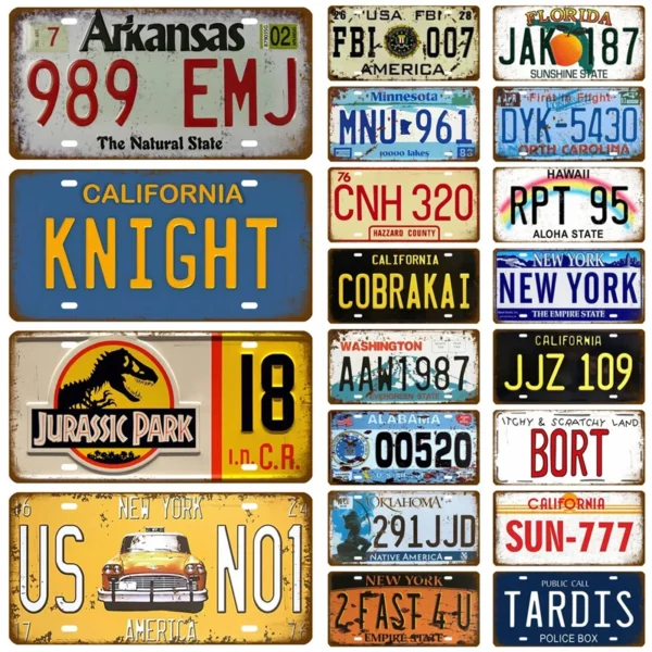 Vintage USA Art American Car License Plate Metal Sign Vintage Plaque Tin Sign Wall Decor For Bar Pub Plate Craft Number Poster