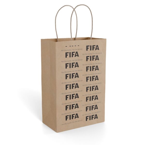 FIFA Repeated Logo Paper Gift Bag — Soccer Fan Gift Sack (White or Kraft)