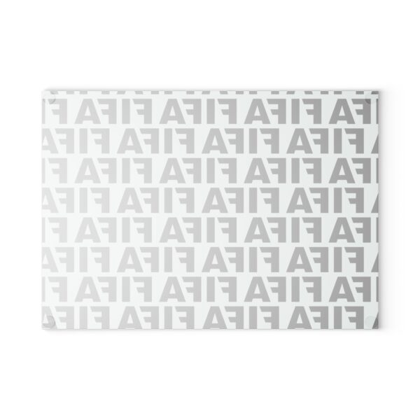Glass Cutting Board — Modern Repeating FIFA Logo Pattern