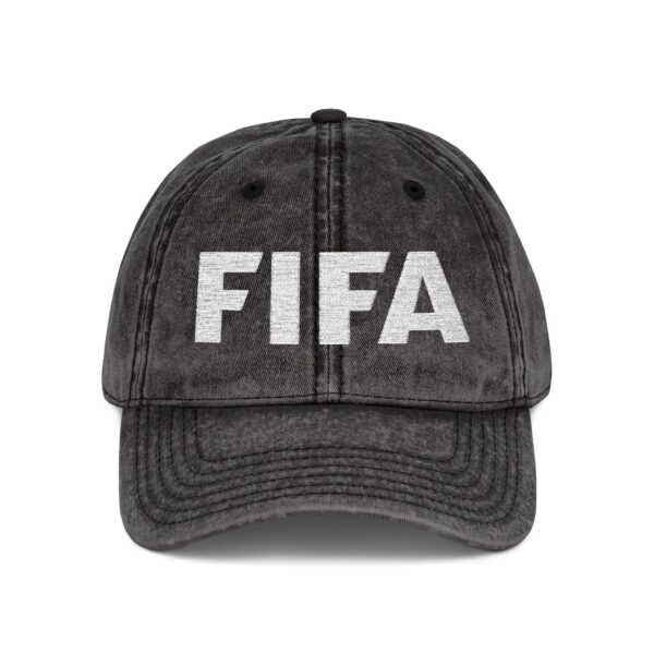 FIFA Vintage Embroidered Cap — Distressed Red Soccer Hat