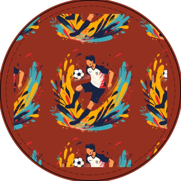 Soccer Player Faux Leather Patch — Engraved Round Badge