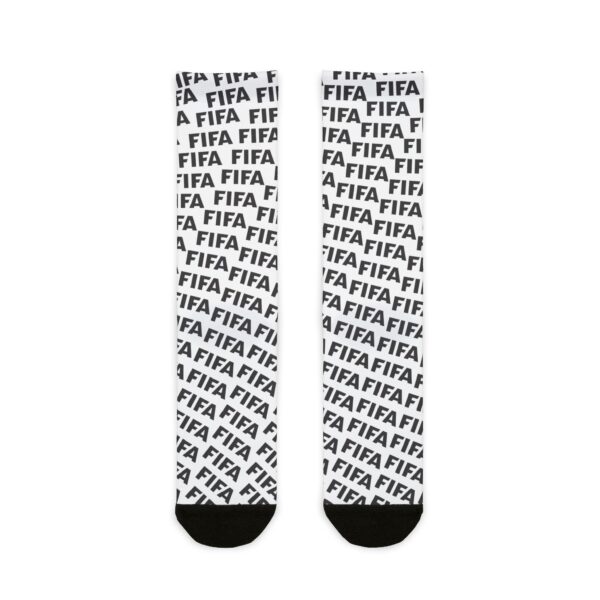 FIFA Logo All-Over Sublimated Crew Socks — Black & White Sports Fan Crew