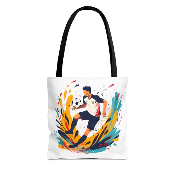 Soccer Player Tote Bag — Colorful Athletic Soccer Ball Graphic Tote