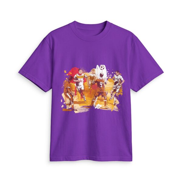 Soccer Match Graphic T-Shirt — Players Action Front & Trophy Back