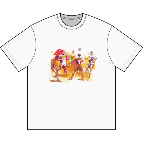 Soccer Action Graphic Tee — FIFA Players Illustration Men's Box T-Shirt