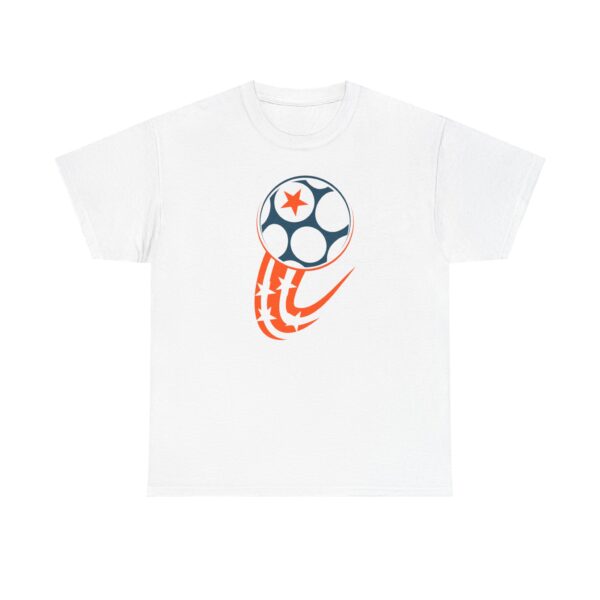 Soccer Star Graphic Tee - Retro Orange & Navy Football Design