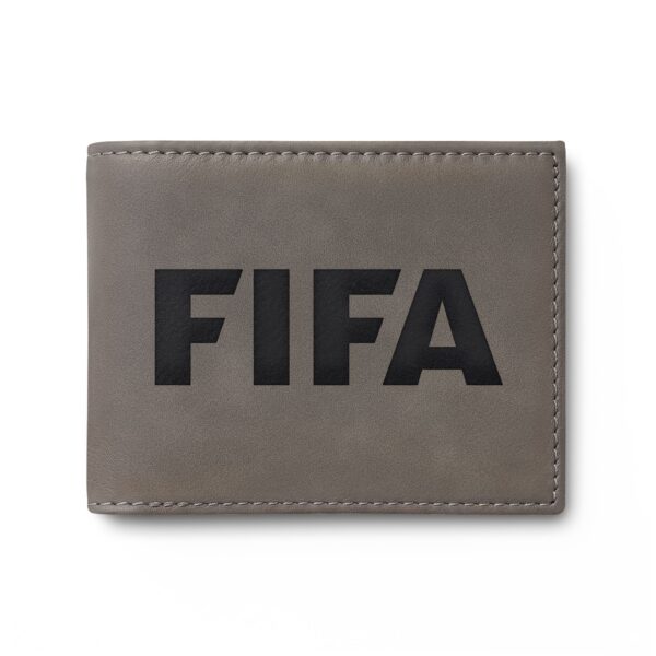 FIFA Embossed Bi-Fold Wallet with Flip — Leather Card Holder for Soccer Fans