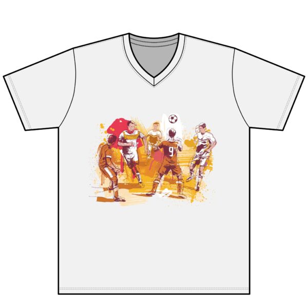 Soccer Match V-Neck Tee — FIFA Graphic Football Players Shirt