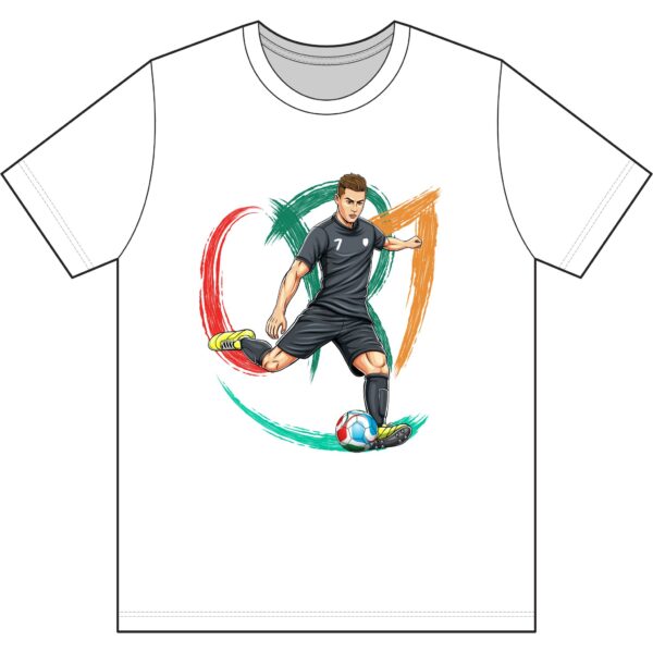 Soccer Player Kick Graphic T-Shirt — Colorful Soccer Heart Design