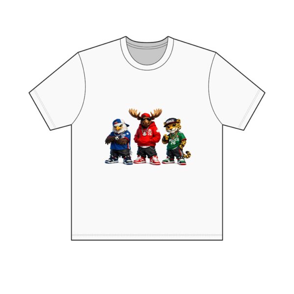 Men's T-Shirt — Cool Cartoon Crew: Skateboard Moose, Bear & Tiger Graphic Tee