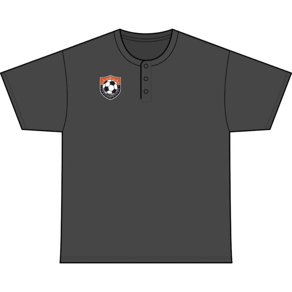 Soccer Crest Henley Tee - Retro Badge Athletic Shirt