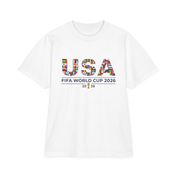 FIFA World Cup 2026 USA Graphic T-Shirt — 'USA' Flag Mosaic Soccer Tee